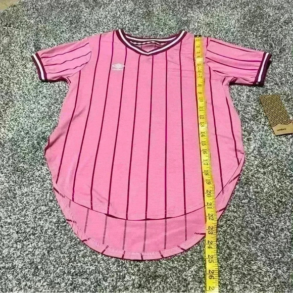 Umbro Girls Shirt Striped Pink - Medium 10/12 - NWT - Picture 4 of 9